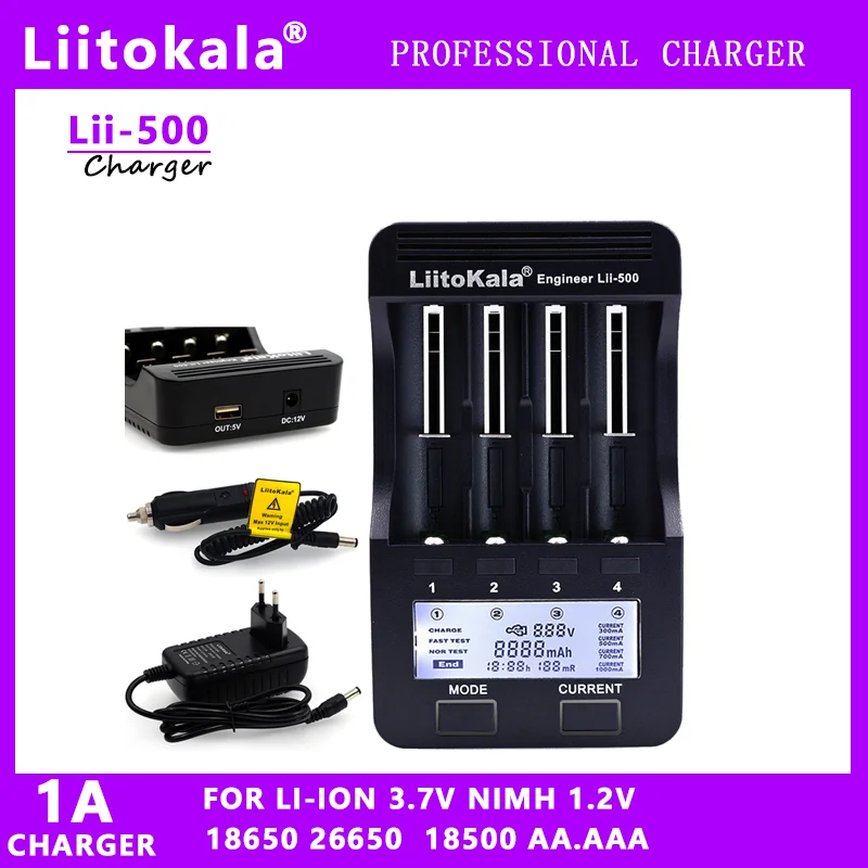Liitokala Lii-500 LCD Ƭ ͸ , 3.7V 18650 18350 18500 16340 17500 26650 1.2V AA AAA NiMH  뷮